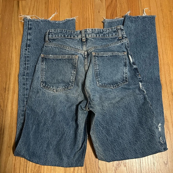 Zara Wide leg Flare light blue Distressed Jeans size 4 - Picture 3 of 9